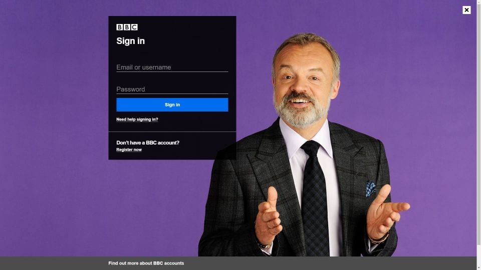 ورود به سیستم bbc iplayer در یک مرورگر کامپیوتر